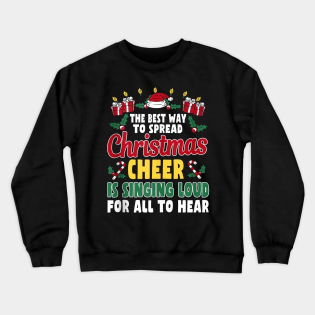 Funny Christmas Cheer Singer Outfit - Karaoke And Music Lovers Crewneck Sweatshirt by Origami Fashion